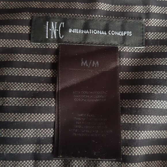 INC International Concepts SZ M Bengal Striped 100% Cotton Men's Button Up Shirt - Picture 6 of 15